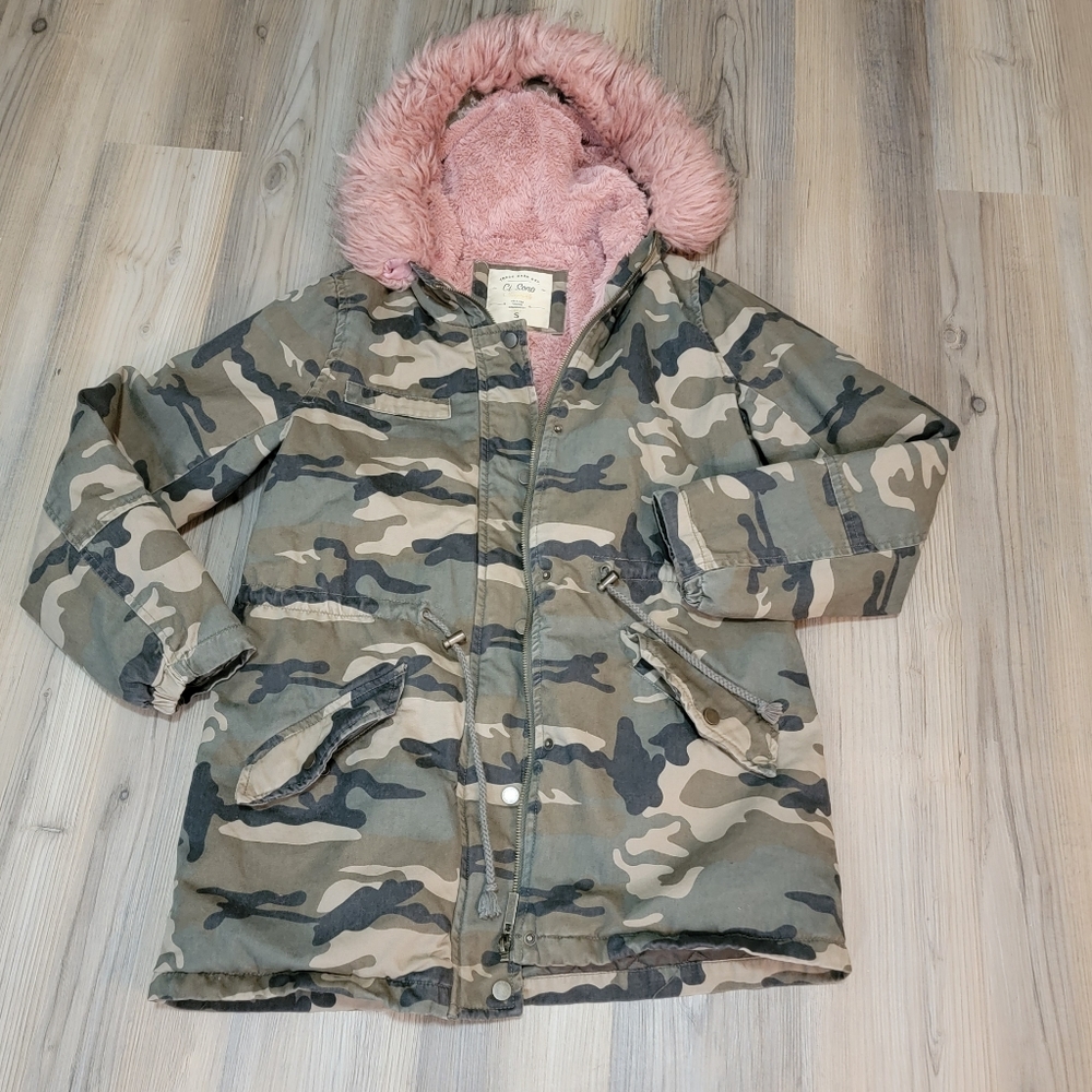 Ci Sono  Women's Camo Jacket  Size S Sherpa Quilted Lined Hooded Pink Faux Fur - Picture 14 of 14